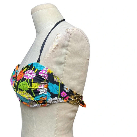 Trina Turk Santiago Vibrant Floral Bikini Bandeau Top Size 6 - Picture 4 of 8